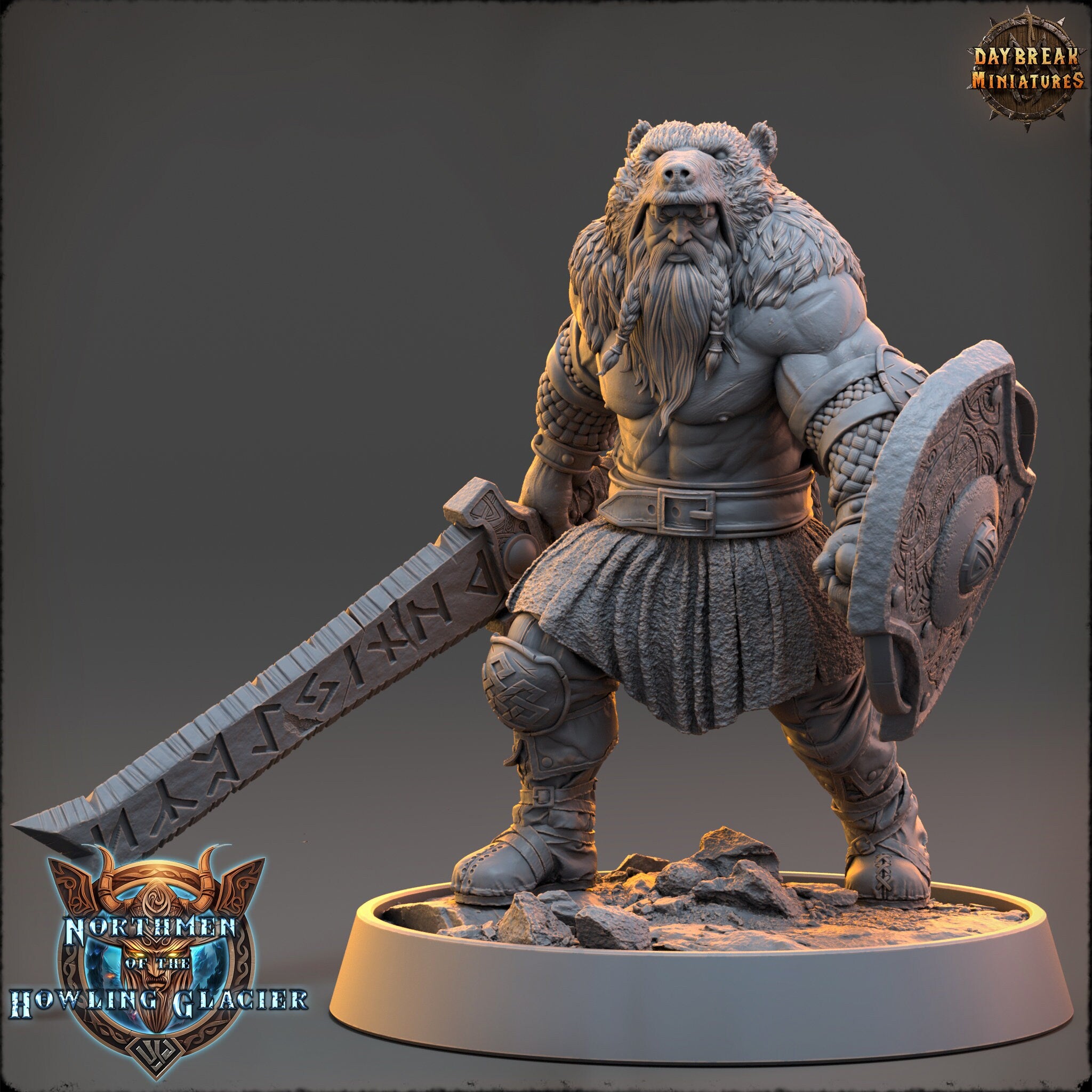 Vikings - Magnar Runeblade - Northmen of the Howling Glacier, daybreak miniatures, for Wargames, Pathfinder, Dungeons & Dragons