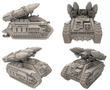 Load image into Gallery viewer, Rundsgaard - Multi Missiles Battle Tank, imperial infantry, post-apocalyptic empire, usable for tabletop wargame.
