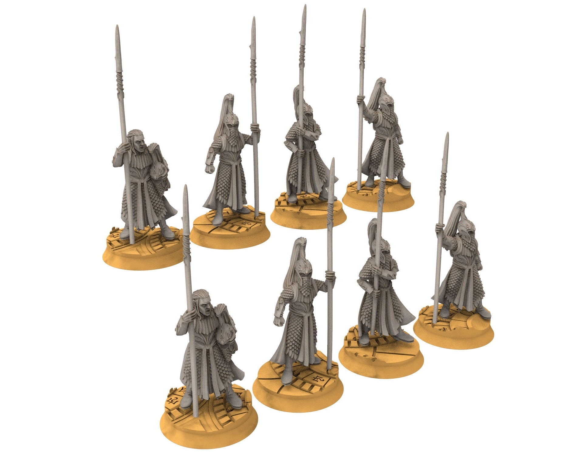 Darkwood - King royal guards pikemen Forest Warriors - pike, Middle rings miniatures for wargame D&D, Lotr, Medbury miniatures