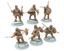 Load image into Gallery viewer, Vendel Era - Dark Age Spearmen fighting, Germanic Tribe Warband, 7 century, miniatures 28mm for wargame Historical... Medbury miniature
