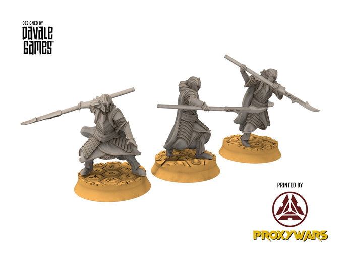 Rivandall - Bloody Elven King Guard spears, Last Hight elves from the West, Middle rings Davales miniatures pour wargame D&D, SDA...