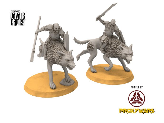 Orcs horde - Super orc riders on Warg wolves, Orc warriors warband, Middle rings miniatures pour wargame D&D, SDA...