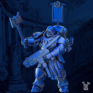 Legio Prima - Victrix Priest, mechanized infantry, post apocalyptic empire, usable for tabletop wargame.