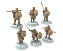 Load image into Gallery viewer, Vendel Era - Dark Age Spearmen fighting, Germanic Tribe Warband, 7 century, miniatures 28mm for wargame Historical... Medbury miniature
