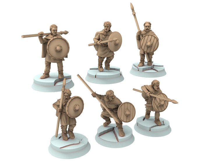 Vendel Era - Dark Age Spearmen fighting, Germanic Tribe Warband, 7 century, miniatures 28mm for wargame Historical... Medbury miniature