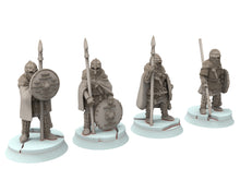 Load image into Gallery viewer, Vendel Era - Kneeling Spearmen Warriors, Germanic Tribe Warband, 7 century, miniatures 28mm for wargame Historical... Medbury miniature
