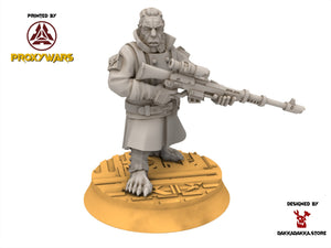 Rundsgaard - Halfmen Sniper, infanterie impériale, empire post apocalyptique, utilisable pour tabletop wargame.