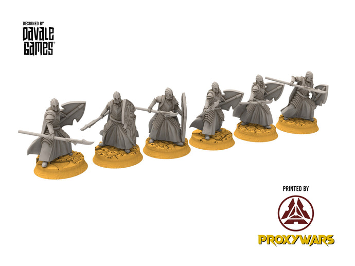 Rivandall - Bloody elves with spear and shield, Last Hight elves from the West, Middle rings Davales miniatures pour wargame D&D, SDA...