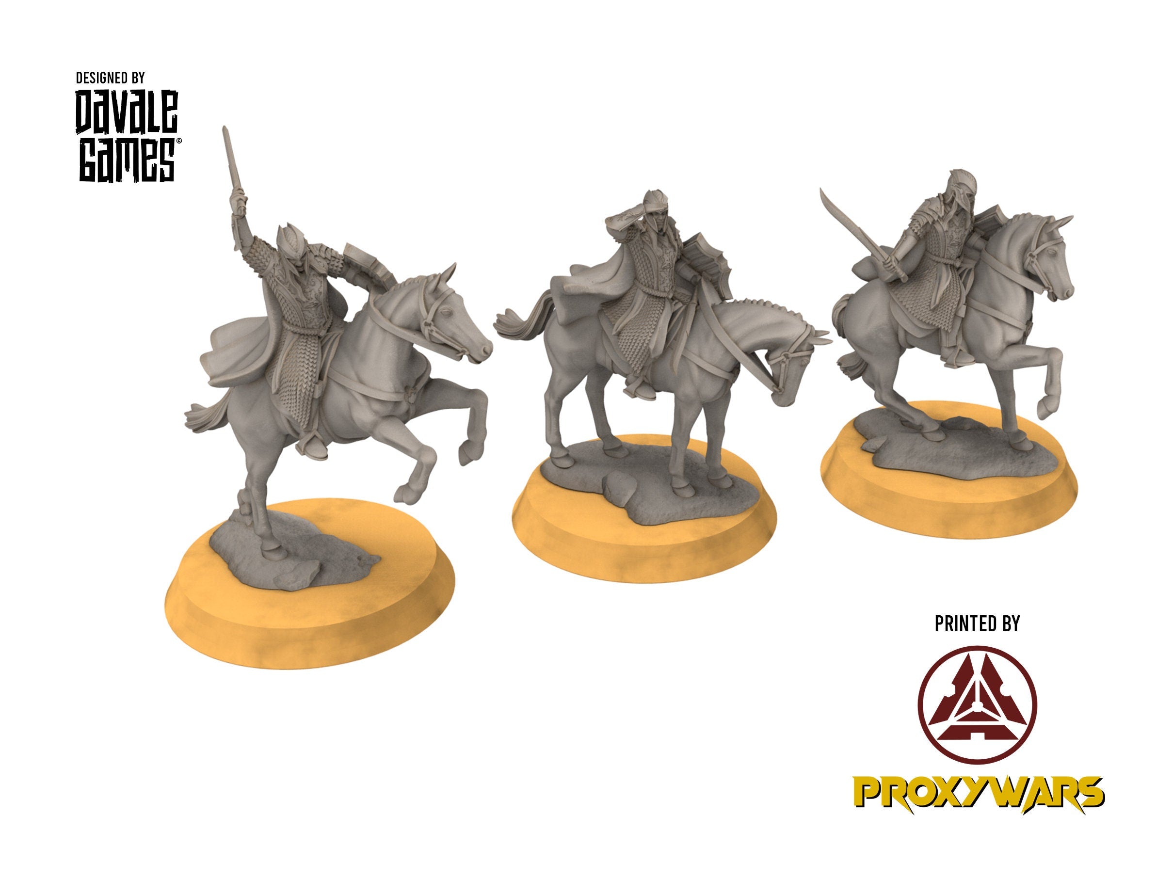 Darkwood - Armoured Wood elves on Horse, Middle rings miniatures pour wargame D&D, SDA...