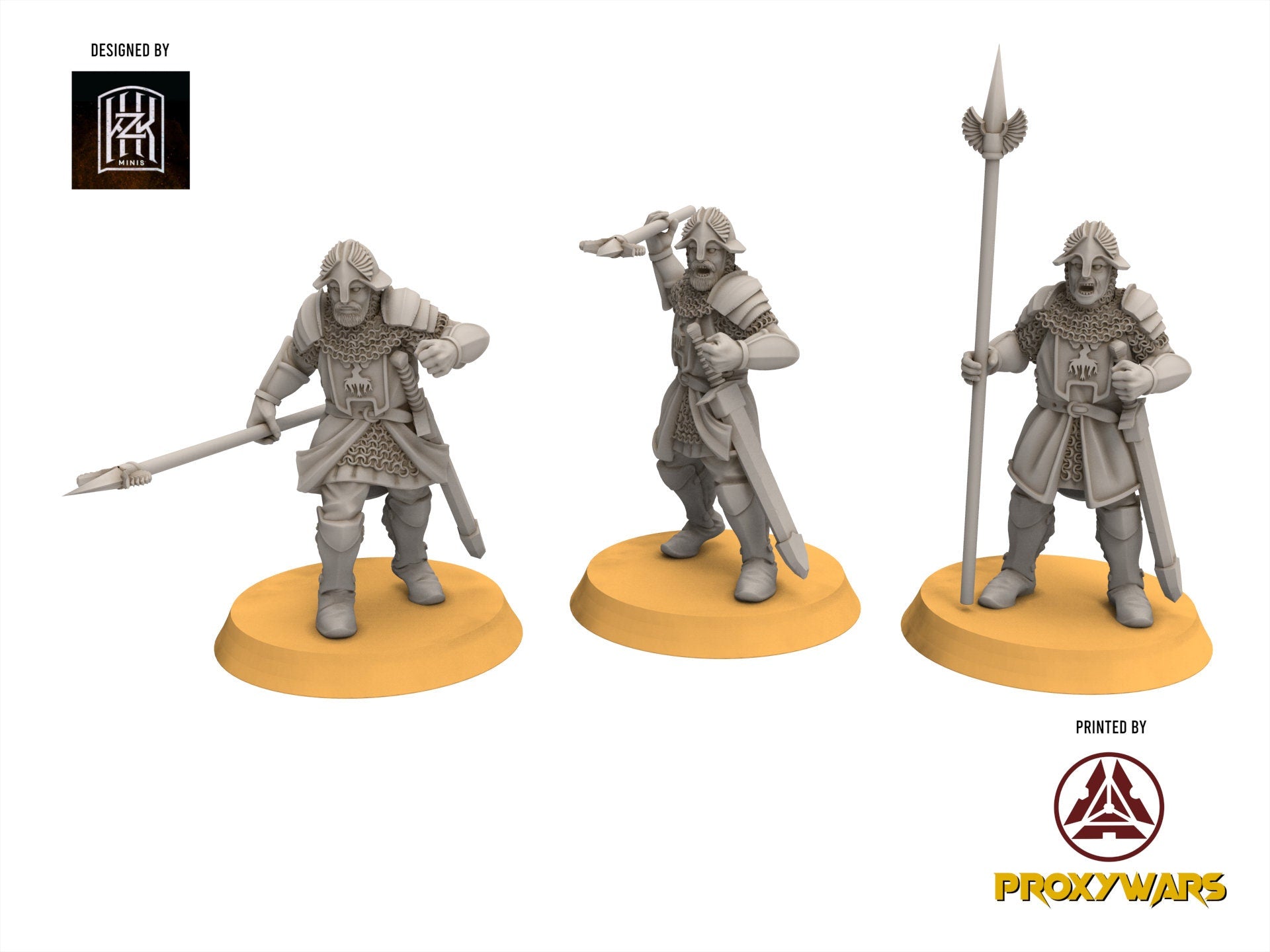 Gandor - Spearmen, Defender of the city wall, miniature for wargame D&D, Lotr... Khurzluk Miniatures